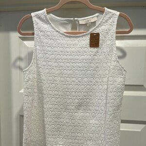 LOFT WHITE SLEEVELESS CROCHET TOP SIZE MED EUC (127)